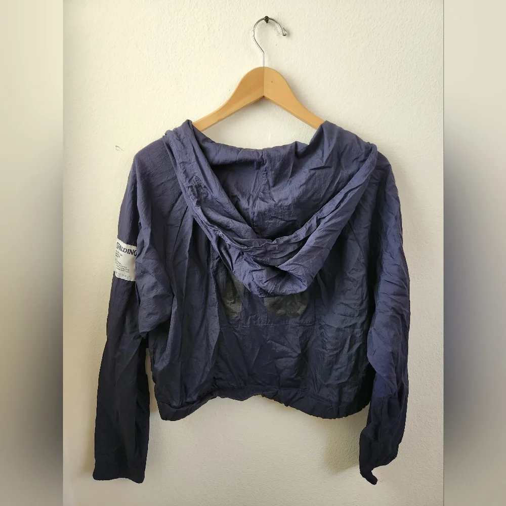 Spalding Women's Retro Popover Hoodie Sportswear Athleisure Navy Blue Size Large